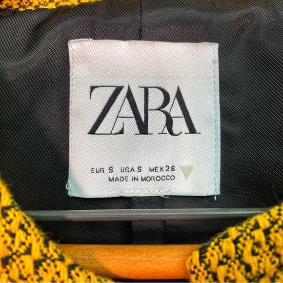 Zara Mustard Tweed Women's Blazer Size S - Picture 3 of 6